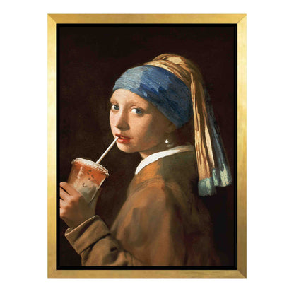 GIRL WITH ICED LATTE | CANVAS