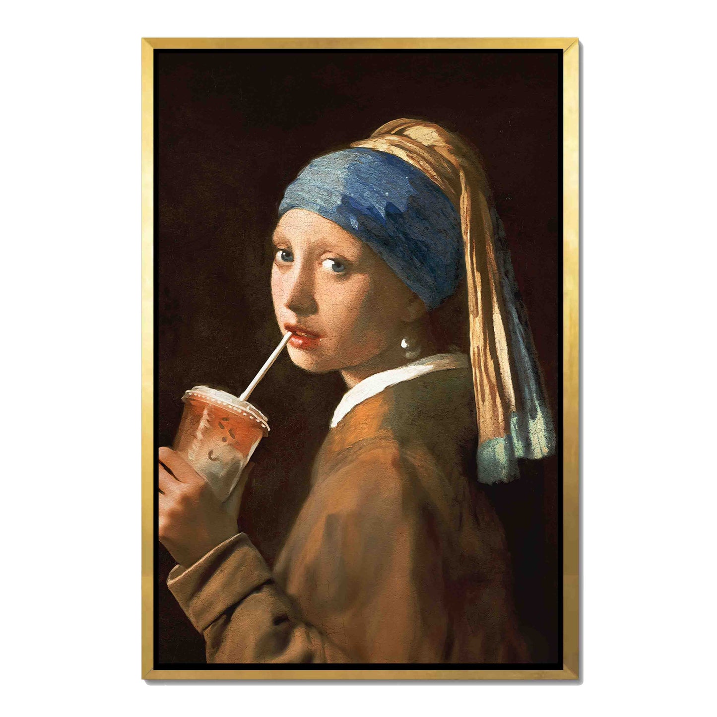 GIRL WITH ICED LATTE | CANVAS
