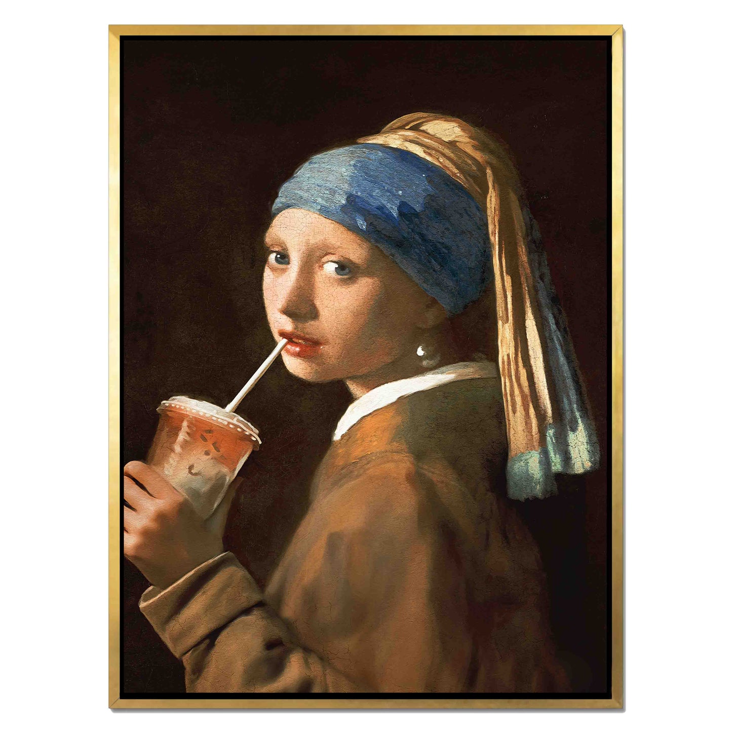 GIRL WITH ICED LATTE | CANVAS