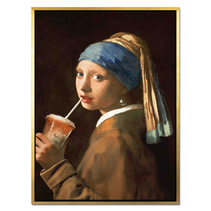 GIRL WITH ICED LATTE | CANVAS