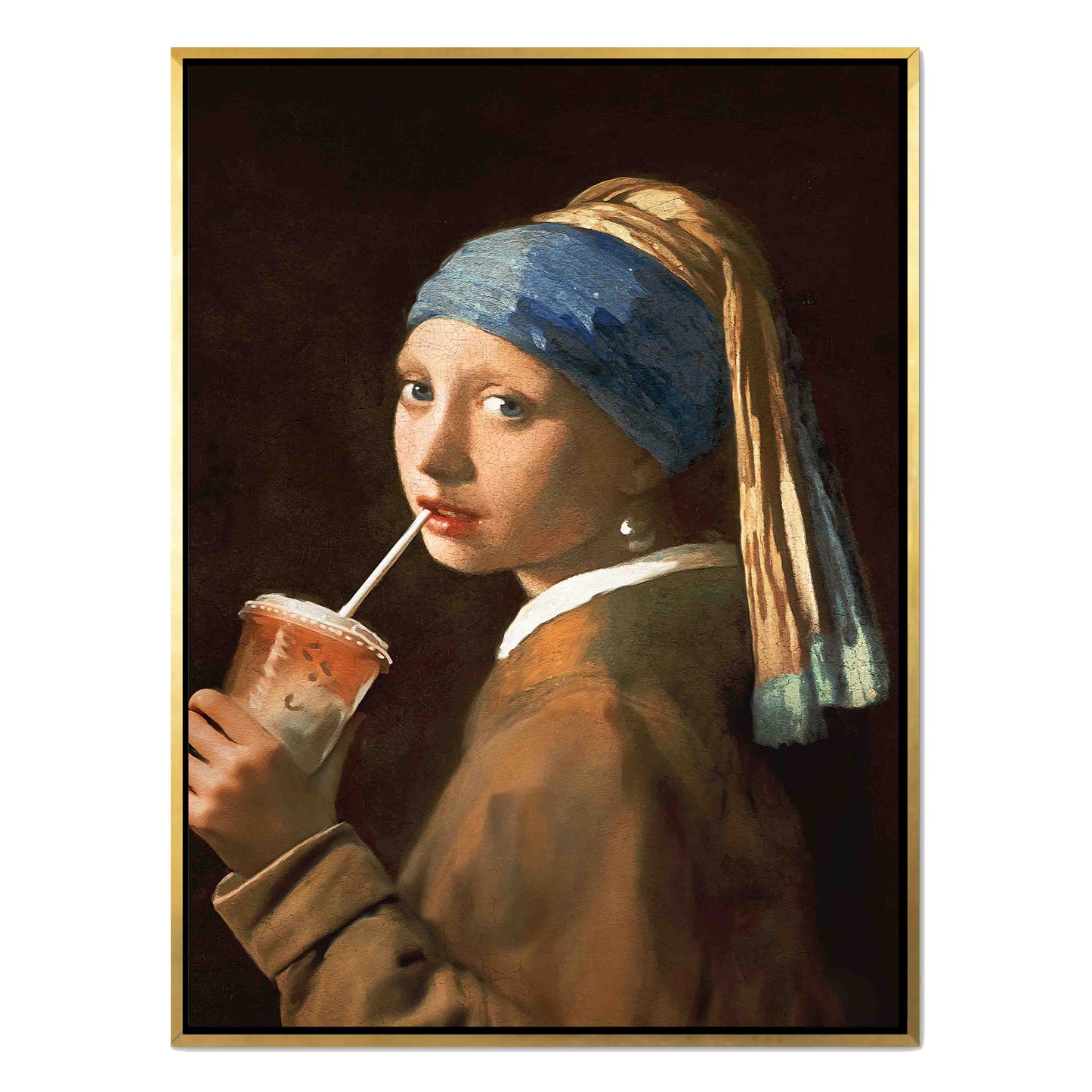 GIRL WITH ICED LATTE | CANVAS