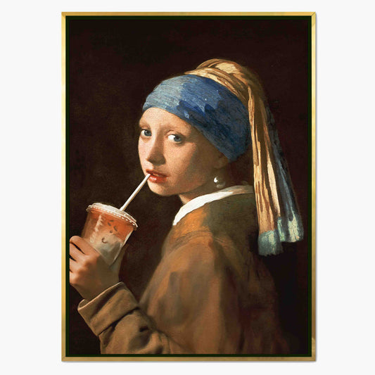 GIRL WITH ICED LATTE | CANVAS
