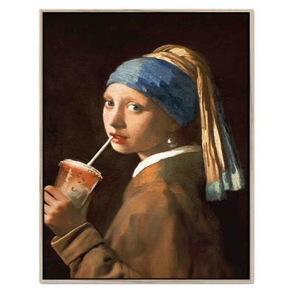 GIRL WITH ICED LATTE | CANVAS