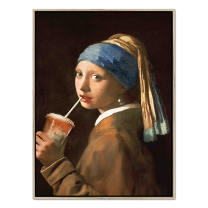 GIRL WITH ICED LATTE | CANVAS