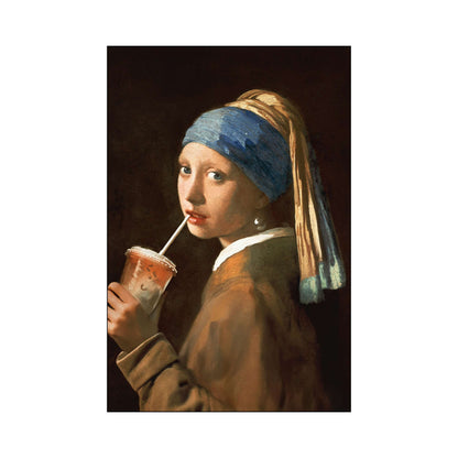GIRL WITH ICED LATTE | PRINT