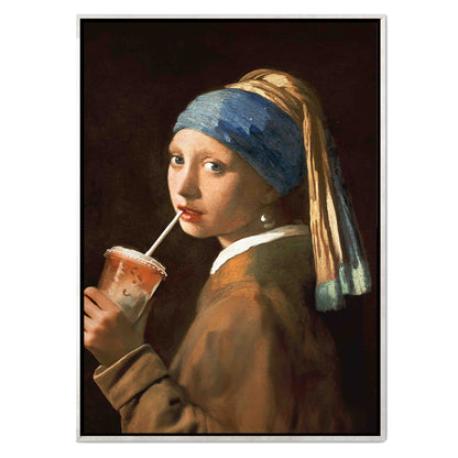 GIRL WITH ICED LATTE | CANVAS