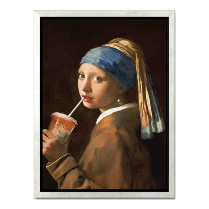GIRL WITH ICED LATTE | CANVAS