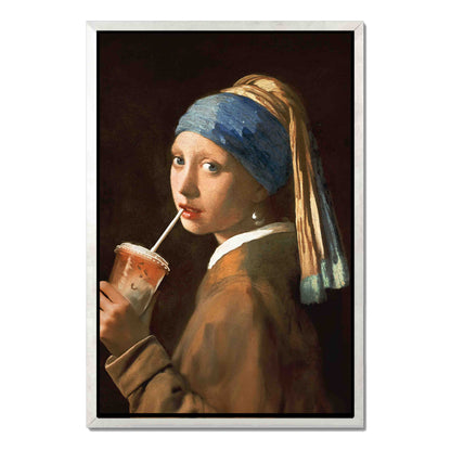 GIRL WITH ICED LATTE | CANVAS