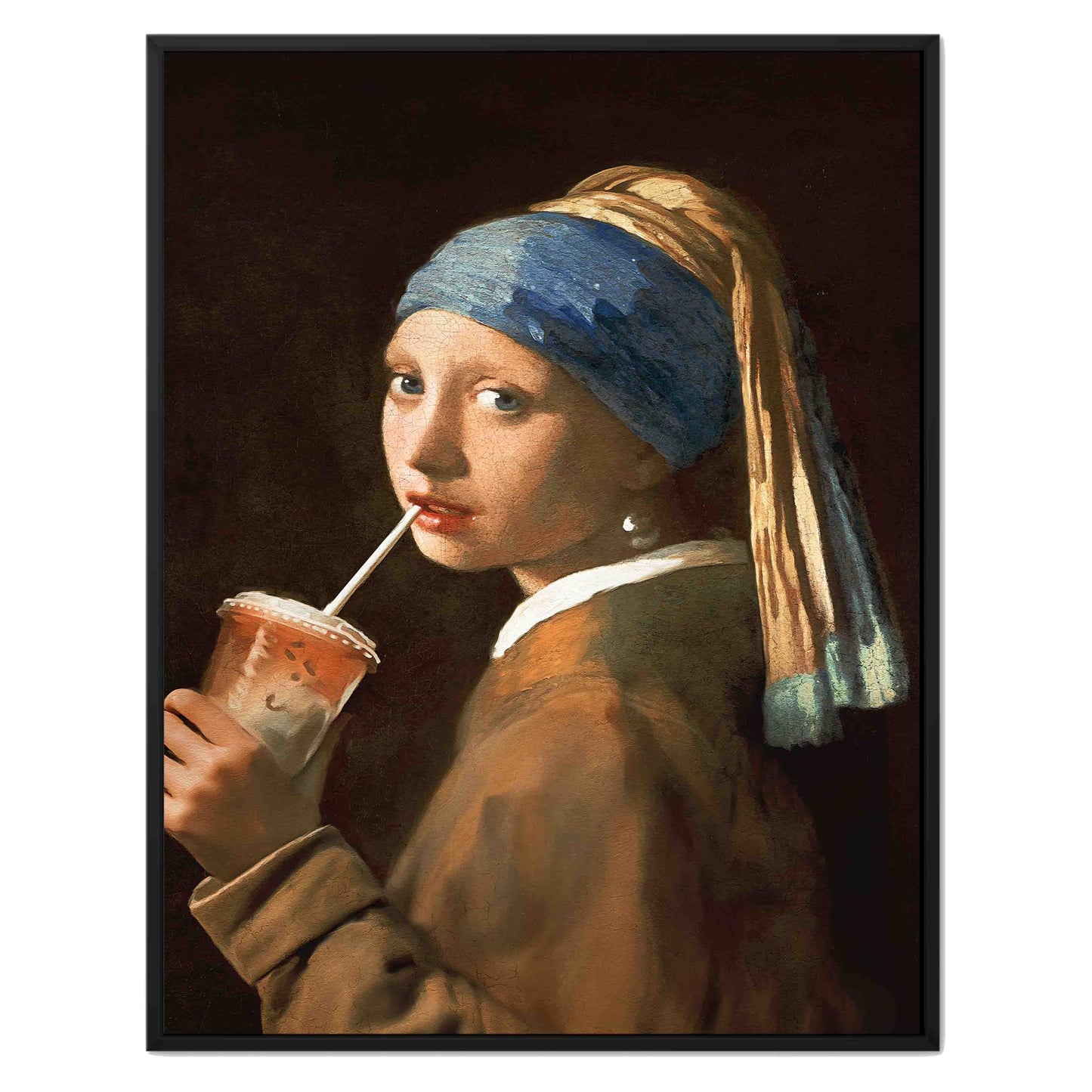 GIRL WITH ICED LATTE | CANVAS