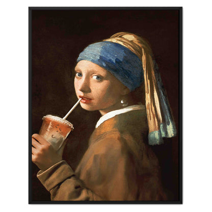 GIRL WITH ICED LATTE | CANVAS