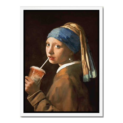 GIRL WITH ICED LATTE | CANVAS