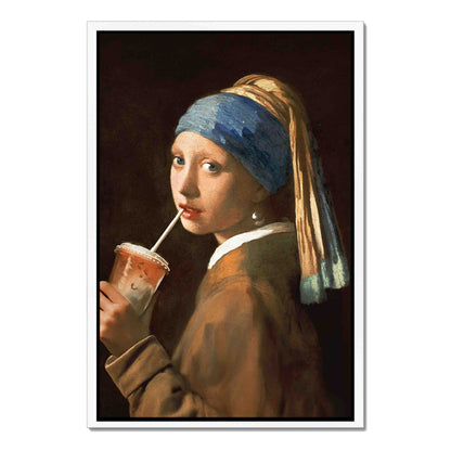 GIRL WITH ICED LATTE | CANVAS