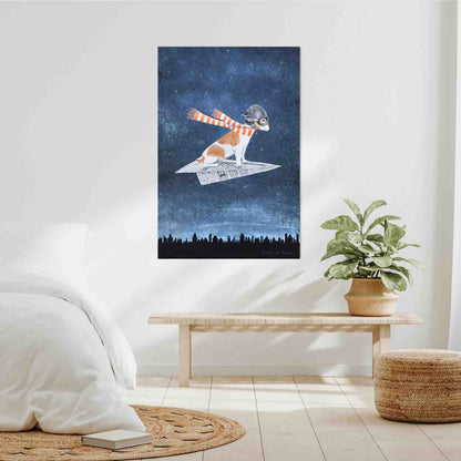 JACK RUSSELL ON PAPER PLANE | CANVAS