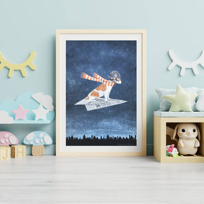 JACK RUSSELL ON PAPER PLANE | PRINT