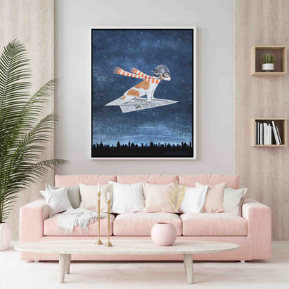 JACK RUSSELL ON PAPER PLANE | CANVAS