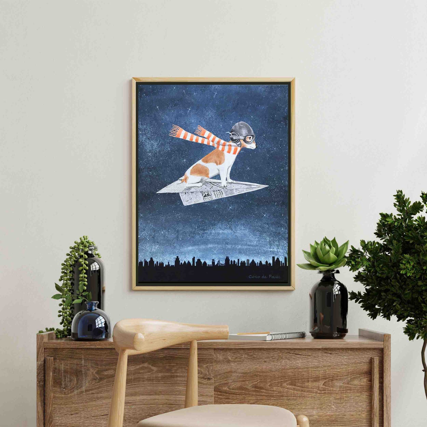JACK RUSSELL ON PAPER PLANE | CANVAS