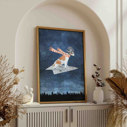 JACK RUSSELL ON PAPER PLANE | CANVAS