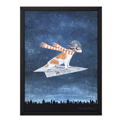 JACK RUSSELL ON PAPER PLANE | CANVAS