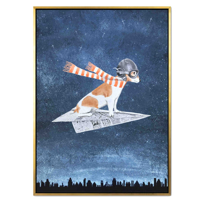 JACK RUSSELL ON PAPER PLANE | CANVAS
