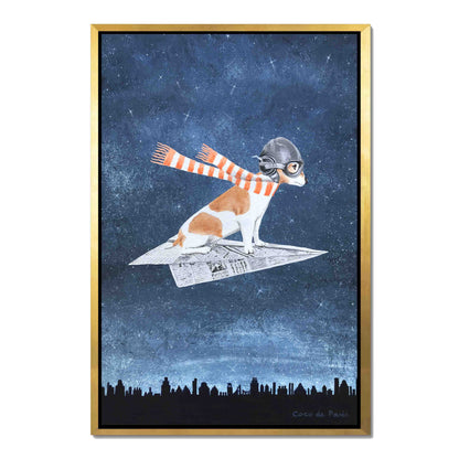 JACK RUSSELL ON PAPER PLANE | CANVAS