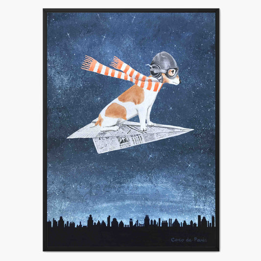 JACK RUSSELL ON PAPER PLANE | CANVAS