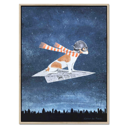 JACK RUSSELL ON PAPER PLANE | CANVAS