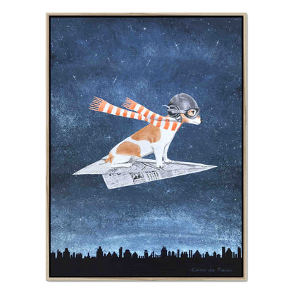 JACK RUSSELL ON PAPER PLANE | CANVAS