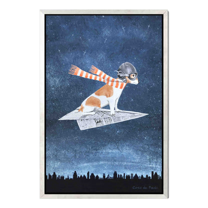 JACK RUSSELL ON PAPER PLANE | CANVAS