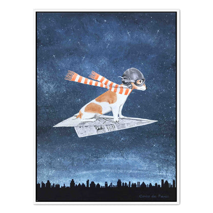 JACK RUSSELL ON PAPER PLANE | CANVAS
