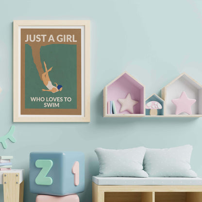 JUST A GIRL WHO LOVES TO SWIM | PRINT
