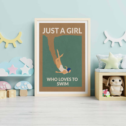 JUST A GIRL WHO LOVES TO SWIM | PRINT