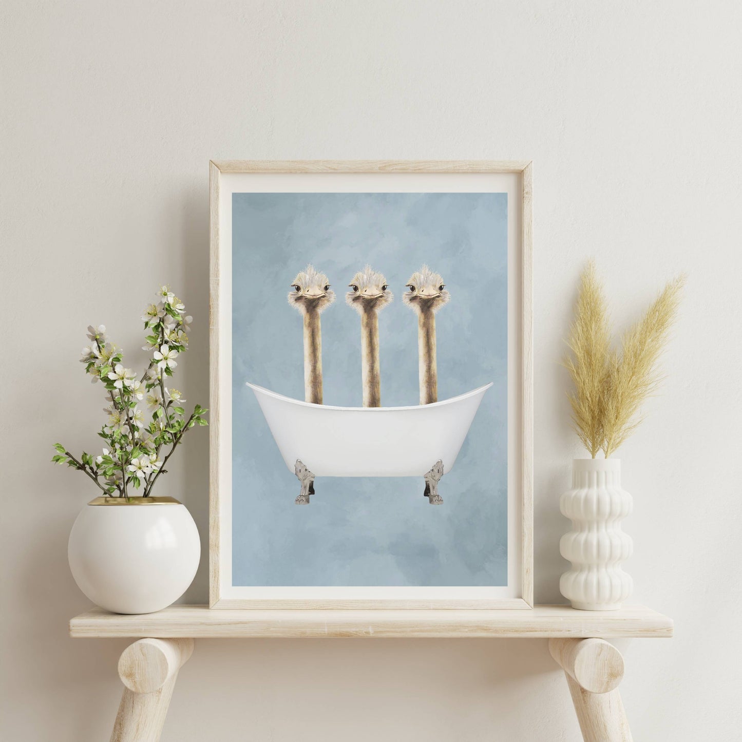 OSTRICHES IN BATHTUB | PRINT
