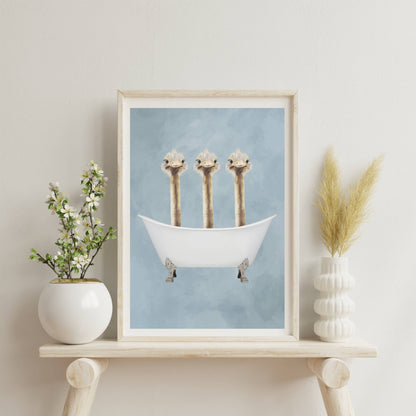 OSTRICHES IN BATHTUB | PRINT