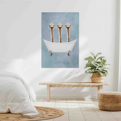 OSTRICHES IN BATHTUB | CANVAS