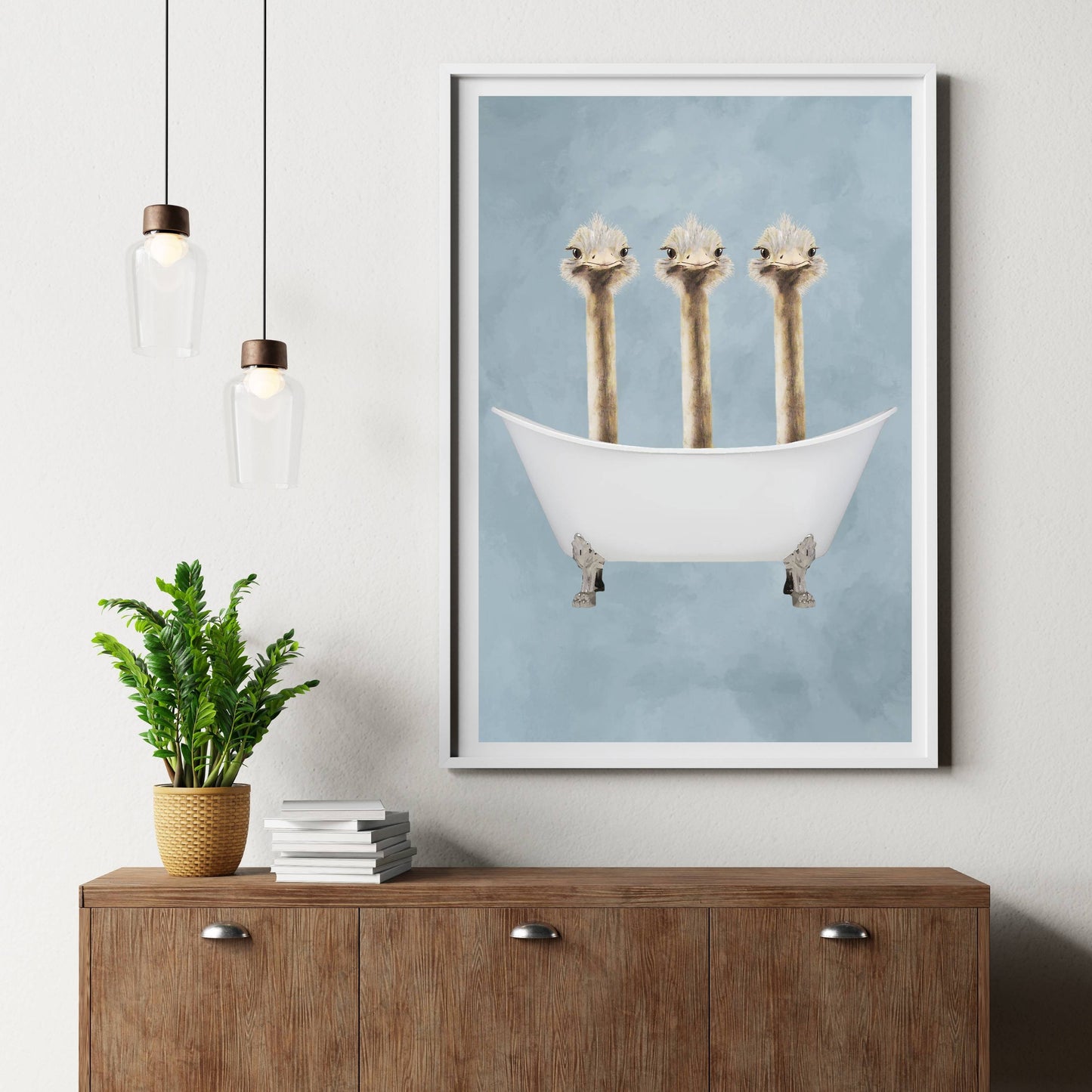 OSTRICHES IN BATHTUB | PRINT