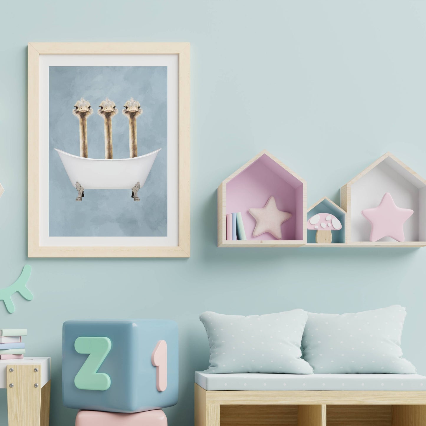 OSTRICHES IN BATHTUB | PRINT