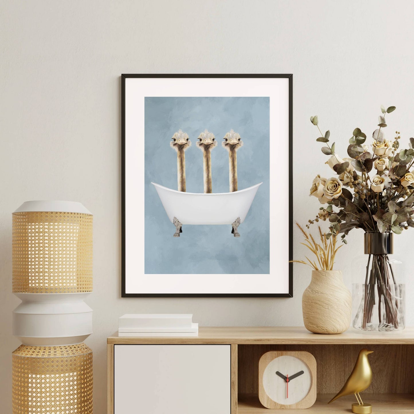 OSTRICHES IN BATHTUB | PRINT