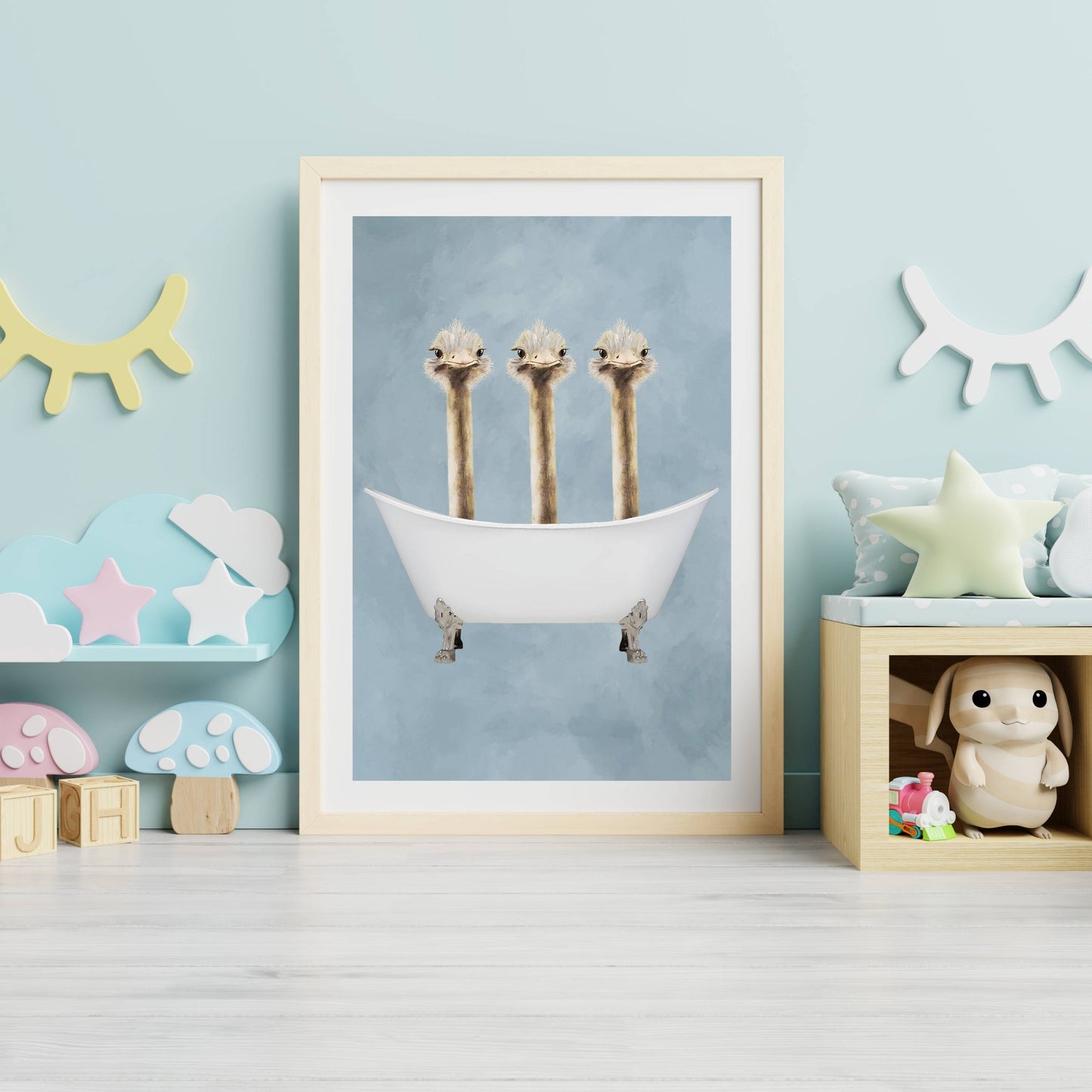 OSTRICHES IN BATHTUB | PRINT