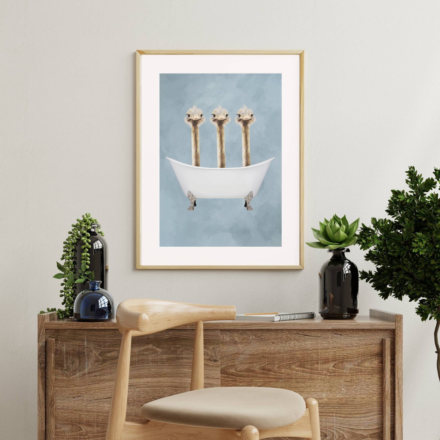 OSTRICHES IN BATHTUB | PRINT