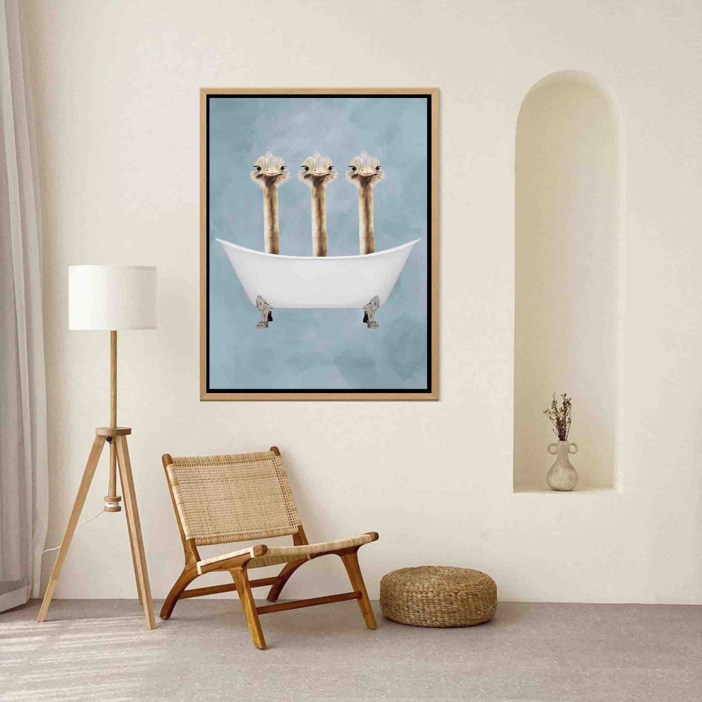 OSTRICHES IN BATHTUB | CANVAS