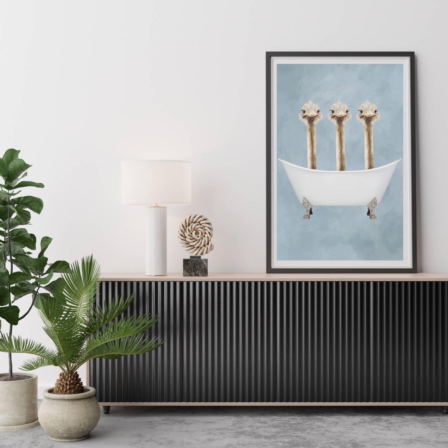 OSTRICHES IN BATHTUB | PRINT