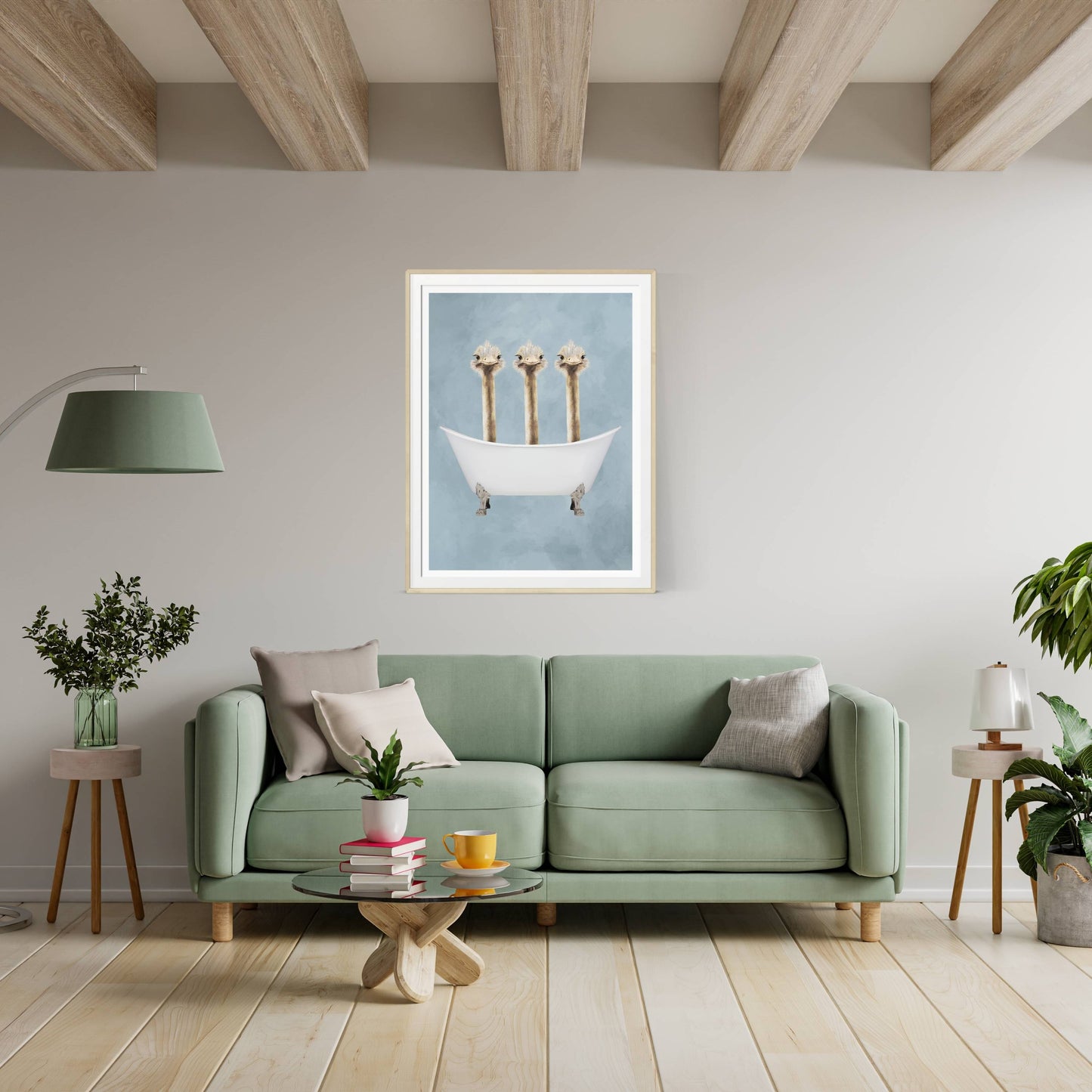 OSTRICHES IN BATHTUB | PRINT