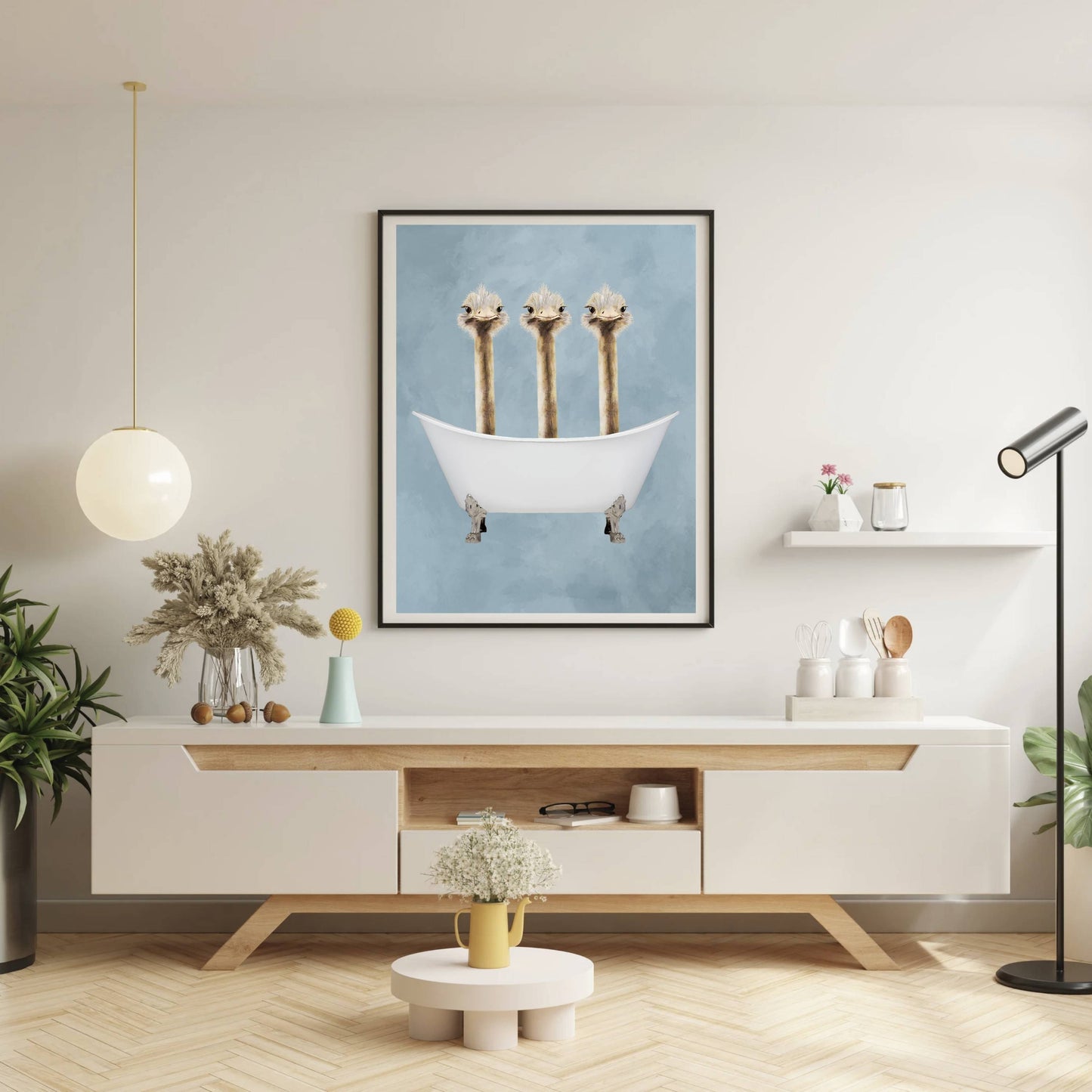OSTRICHES IN BATHTUB | PRINT