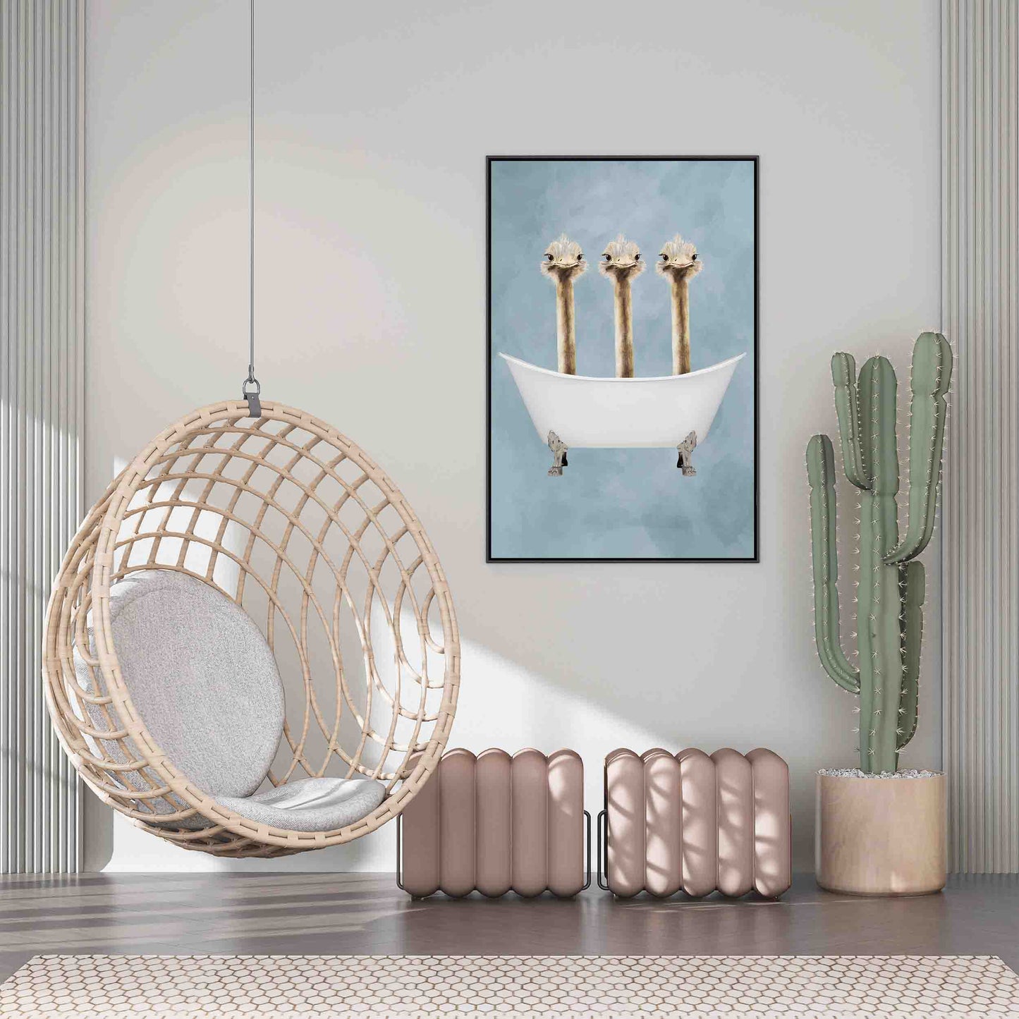 OSTRICHES IN BATHTUB | CANVAS