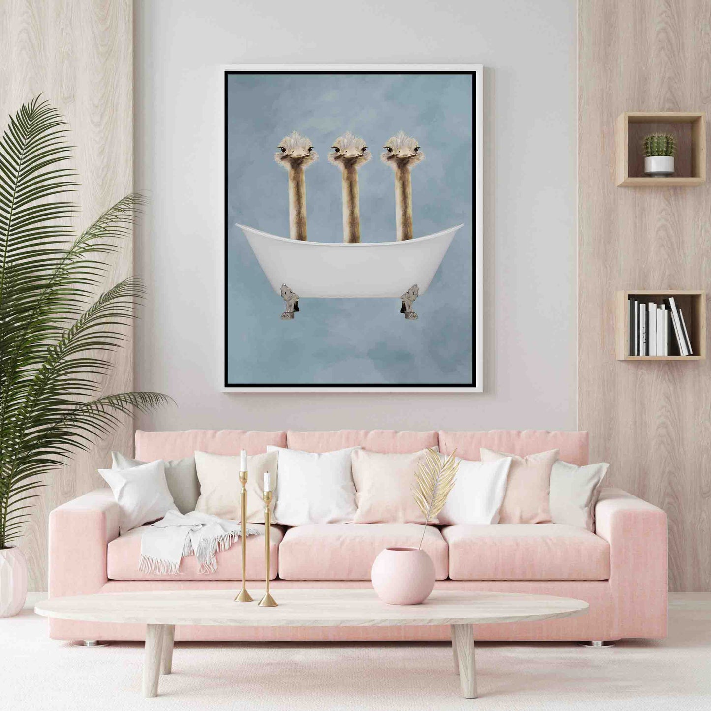 OSTRICHES IN BATHTUB | CANVAS