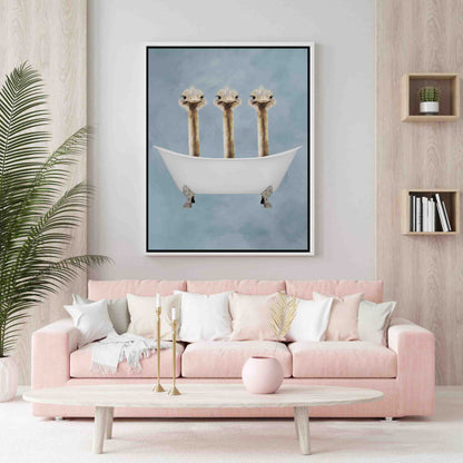 OSTRICHES IN BATHTUB | CANVAS