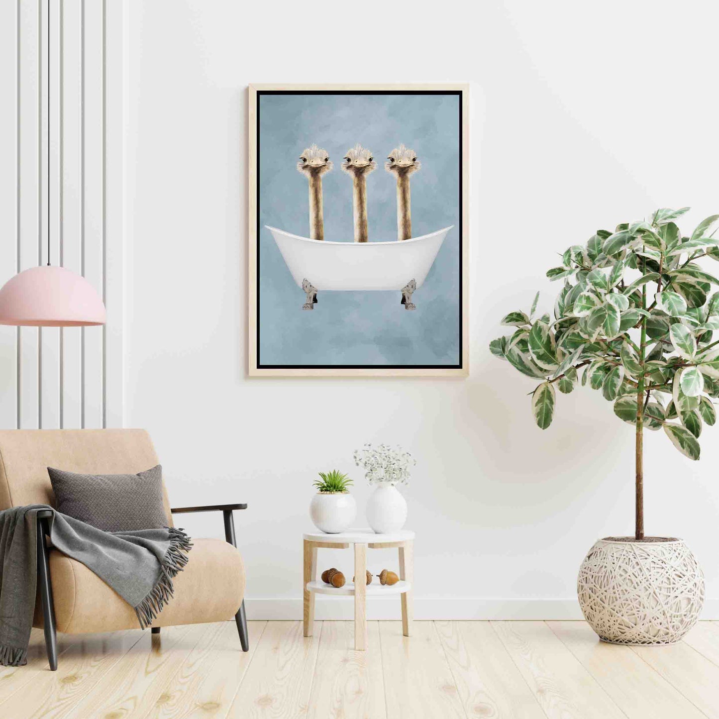 OSTRICHES IN BATHTUB | CANVAS
