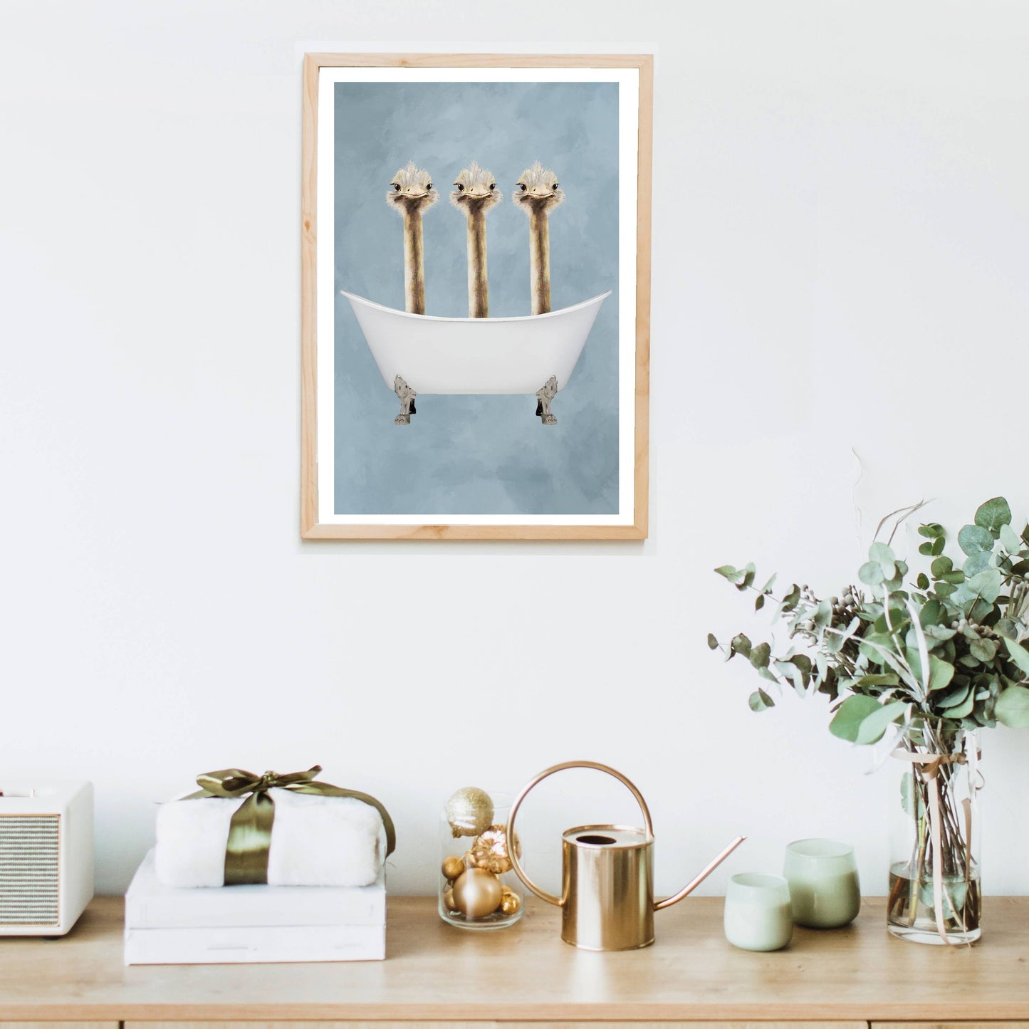 OSTRICHES IN BATHTUB | PRINT