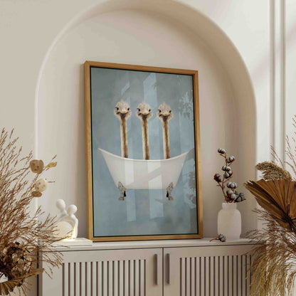 OSTRICHES IN BATHTUB | CANVAS