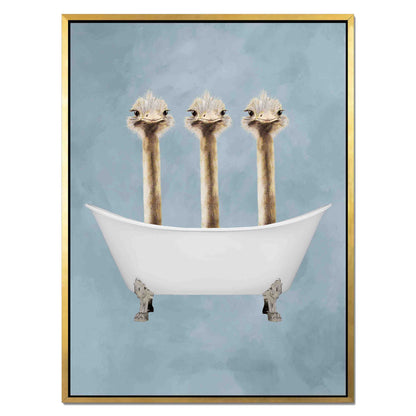 OSTRICHES IN BATHTUB | CANVAS
